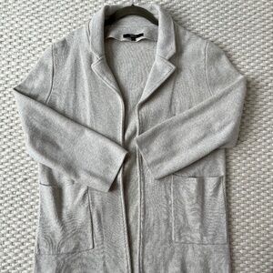 Quince Women’s Cotton Knit Blazer Jacket Large Oatmeal Gray Stretch Work EUC